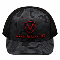 Casquette Trucker 5 Panneaux Brodé Vanguard V Shield Unisexe Noire avec Lettres en Maille et Fermeture Snapback en Polyester/Coton Style Sportif Effet 3D Gonflé