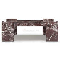 Newstar luxe personnalisé calcaire travertin salon luxe Rosso Levanto marbre table basse avec forme carrée
