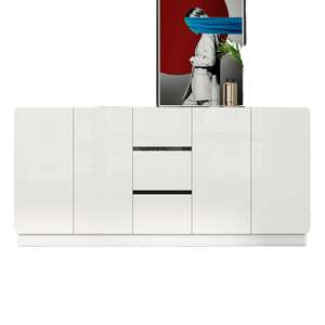 Modern Nordic Accent Wooden Sideboard Living Room and Dining Room Wine <b>Cabinet</b> with Glass <b>Display</b> for Kitchen Storage - Product Image 2