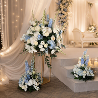Fleurs artificielles bleues et blanches pour mariage, décoration d'allée, centre de table, arrangement floral pour cérémonie, réception, événement