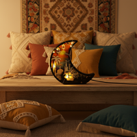 Lampe à bougie LED en forme de lune pour la décoration de l'Aïd, décoration de l'Aïd, décorations musulmanes islamiques Mubarak, éclairage de fête à domicile