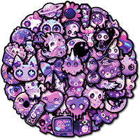 50 pièces mignon Goth magique PP étanche décalcomanies violet foncé PVC autocollant série pour décorer les tasses à eau planches à roulettes réfrigérateurs