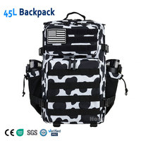 Sac à dos tactique de randonnée 45L en nylon imperméable avec fermeture éclair, camouflage gris, pour le camping, le sport et les activités de plein air – Vente en gros