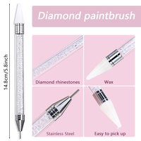 Cristal rouge blanc noir violet Double pointe perceuse stylo Nail Art gravure gaufrage brosse pointillage stylo brosse ongles accessoires outil