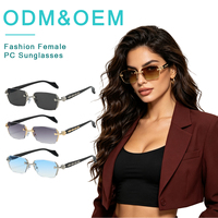Nouvelles Lunettes de Soleil Femme 2026 Sans Monture Style Affaires avec Bords Diamantés, Verres PC Anti-UV, Légères, Forme Rectangulaire, Marque de Qualité, Vente en Gros