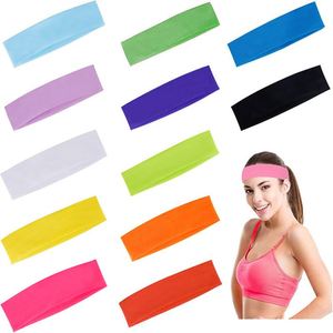 Lot de bandeaux de sport larges en coton, élastiques, absorbants la transpiration, antidérapants, pour la course, le yoga, la gym et l'entraînement - Product Image 1