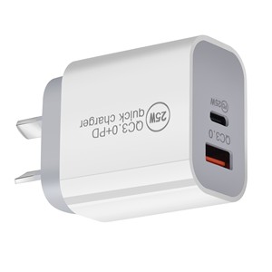 เครื่องชาร์จด่วน 25W QC3.0 PD อะแดปเตอร์ชาร์จเร็วแบบสองพอร์ต สีขาว มาตรฐานออสเตรเลีย - Product Image 3
