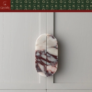 Gabinete de Doble Puerta GOLDKING con Tiradores Ovalados de Mármol, Color Rosso Grigio Emperador, Fabricación Personalizada OEM ODM Directo de Fábrica - Product Image 5