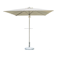 HH Commercial 9FT Parasol de table de patio en bois blanc pour restaurant, jardin, café, parasol d'extérieur avec logo