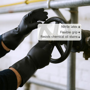 قفازات لاتكس سوداء بالكامل مطلية بالميكانيكية الصناعية عالية التحمل قفازات لاتكس - Product Image 6