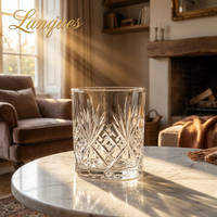 Verres à whisky double old fashioned en verre taillé cristal durable Lanques 11oz, couleur argent métallisé, pour les fêtes