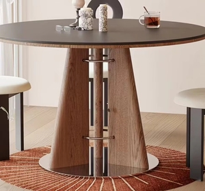 Set Tavolo da Pranzo Rotondo Moderno in <span class=keywords><strong>Legno</strong></span> di Frassino Bianco Massiccio per 4 Persone, Arredamento di <span class=keywords><strong>Design</strong></span> Ecologico per Sala da Pranzo - Product Image 5