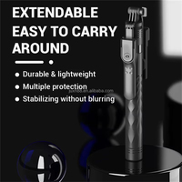 Trépied extensible de 1,7 m, bâton à selfie, télécommande sans fil BT, support de trépied portable pour smartphone, compatible avec les téléphones IOS et Android