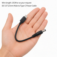 Chinesischer Hersteller DC 5,5*2,5mm Stecker auf USB Typ C Stromadapterkabel 15CM 22AWG LED-Streifen Stromverlängerungskabel