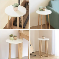 Pas cher moderne en bois peu encombrant table basse ronde design bambou nordique blanc café bar table décor salon