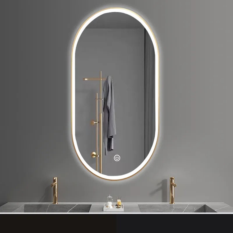 Round oval irregular shape hotel project LED Bathroom smart wifi lighted wall mirror