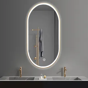Vòng hình bầu dục hình dạng bất thường khách sạn dự án led phòng tắm thông minh Wifi thắp sáng Tường gương