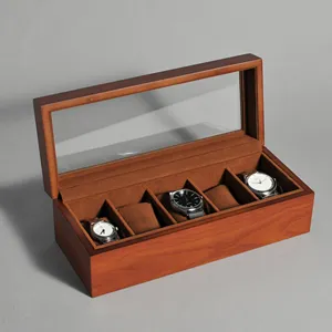 2024木制展示柜手腕豪华精致旅行手表礼品盒，男士木制手表盒
