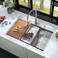 Évier de cuisine encastrable en acier inoxydable 304 fait main, personnalisable, pour poste de travail domestique