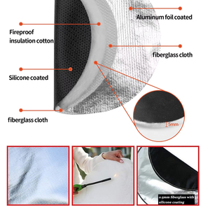 Tapis <span class=keywords><strong>de</strong></span> protection pour foyer extérieur épais, résistant à la chaleur, en <span class=keywords><strong>aluminium</strong></span>, silicone, fibre <span class=keywords><strong>de</strong></span> verre et coton - Product Image 2