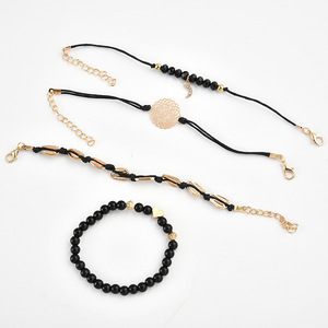 Conjunto de Pulseras de Moda con Cuentas, Cuerda de Cáñamo, Chapado en Oro, Estilo Bohemia, Regalo para Mujer, Joyería, 4 Piezas - Product Image 5