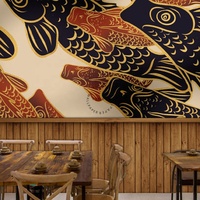 Drapeau japonais de la carpe peint à la main ukiyo-e sushi restaurant papier peint autocollant 3d papier peint