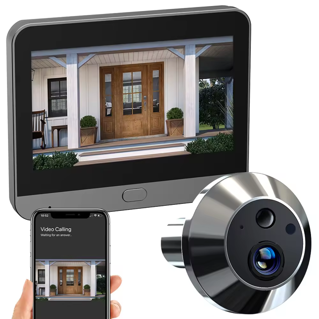 Video Doorbell Wireless Night Vision Ring Doorbell Camera Digital Peephole Door Intercom TWO-Way Audio Video Doorbell Camera