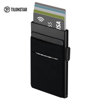 TVC303 dompet kartu kredit, pemegang kartu kredit aluminium ramping Pop-Out, pemblokiran RFID