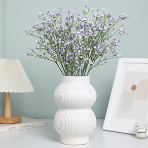 Fleur artificielle Ruilisi Gypsophile à tige unique, blanc pur, pour décoration de mariage et de maison, en plastique moulé par injection avec gaufrage - Product Image 2
