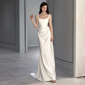 Nueva <span class=keywords><strong>boda</strong></span> Simple Fishtail Restauración Antiguo Simple Salir Hilo Cola pequeñ<span class=keywords><strong>a</strong></span> Nuevo diseño Vestido de noche de alta calidad - Product Image 2