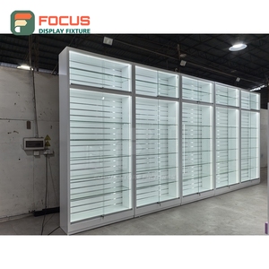 Vitrina Moderna para Extensiones de Cabello, con Panel de Vidrio, Cajones y Estantes con Cerradura, Mueble Exhibidor para Tienda de Pelucas - Product Image 4