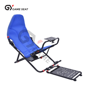 Cabina de Simulación de Carreras Plegable GY079 con Respaldo Cómodo en Acero Azul <span class=keywords><strong>para</strong></span> PC, Playstation 2 <span class=keywords><strong>3</strong></span>, Wii, Xbox - Product Image 1