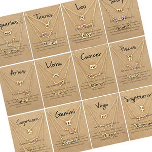 Vente chaude Signe Du Zodiaque Horoscope Collier Alliage Zircon Bijoux Zodiaque Collier Pour Les Femmes - Product Image 1
