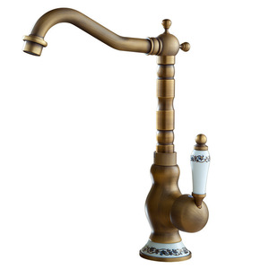 Grifo de Lavabo Moderno de Estilo Antiguo, Grifo Monomando de Cobre Cepillado, Mezclador de Agua para Lavabo de Baño - Product Image 5