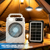 Kit de ventilateur solaire CL-F08, ventilateur de refroidissement de 8 pouces avec 2 ampoules UFO à intensité variable, entrée Type-C pour le camping et l'extérieur