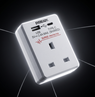 Adaptateur de voyage Europe 13A UE/Royaume-Uni avec protection contre les surtensions, ports USB-C, sortie DC/AC, certifié pour ordinateur portable/appareil photo/téléphone portable/PC LED
