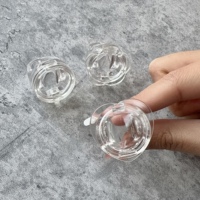 Coupelle transparente en acrylique pour brillant à lèvres, baume à lèvres, maquillage permanent, encre de tatouage, avec capuchon en plastique et pendentif