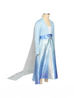 Robe de princesse Elsa de La Reine des Neiges 2 pour enfants, ensemble deux pièces, jupe longue en voile pour filles, jupe en gaze d'automne, robe de reine à manches longues en polyester