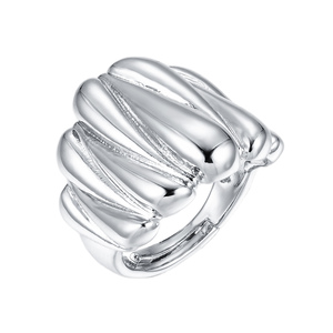 Bague de déclaration en laiton plaqué or blanc créatif pour les femmes dôme rond lisse avec cadeau de bijoux de mode de Style Punk Chunky - Product Image 1