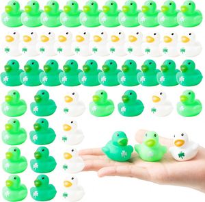 St Patrick Rubber Duckies 1.6Inch Mini Irish St. Patrick's Day Party Duck Decoration Shamrock Holiday Squeak Ducky <b>Bath</b> Toy - Product Image 1