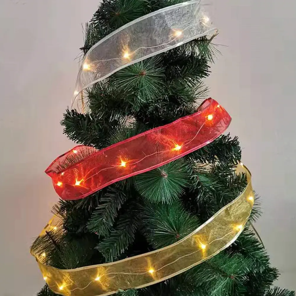 2M LED Christmas Light Renda Busur Pita String Lampu Natal Pesta Dekorasi Lampu Pohon Gantung