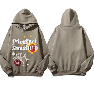 Sweat à capuche uni surdimensionné unisexe du fabricant personnalisé 100% coton lourd brodé pour pull en polaire à imprimé bouffant - Product Image 2