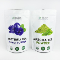 Pochette debout thermoscellée avec logo personnalisé sac en plastique PE sans danger pour les aliments 100 pièces quantité minimale de commande pour le stockage de poudre de thé Matcha au design personnalisé