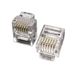 高品质模块化插头RJ12公短体W = 9.5毫米透明彩色Cat3电话RJ25 6P6C连接器