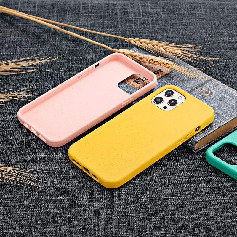 Eco Friendly Natural Wheat Straw Recycle Phone Case Biodegradable TPU Phone Case For iphone 11 12 13 14
