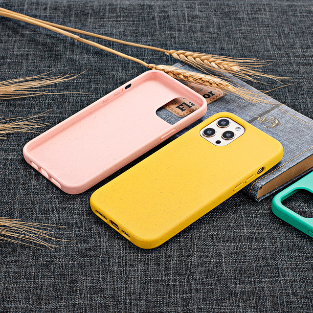 Eco Friendly Natural Wheat Straw Recycle Phone Case Biodegradable TPU Phone Case for iphone 11 12 13 14 15