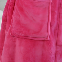 Peignoir d'hiver pour femme en polaire rose pâle, à col en V, avec ceinture, séchage rapide, confortable, à manches longues