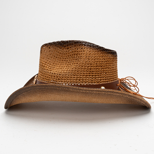 Sombrero de Paja Estilo Vaquero Occidental, Retro, Étnico, Europeo, Americano, Jazz, para Viajes al Aire Libre, Casual, con Ala Curva, para Protección Solar - Product Image 5