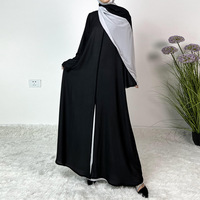 Ensemble Abaya Modeste Nouveau Design pour Femmes Musulmanes, Robe Maxi à Couleurs Contrastées avec Hijab Assorti