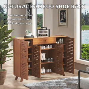Firefly Wooden Solid Wood Modern Villa Living Room <b>Shoe</b> <b>Rack</b> Cabinet with -Rotating Design Convertible & Adjustable Height - Product Image 2